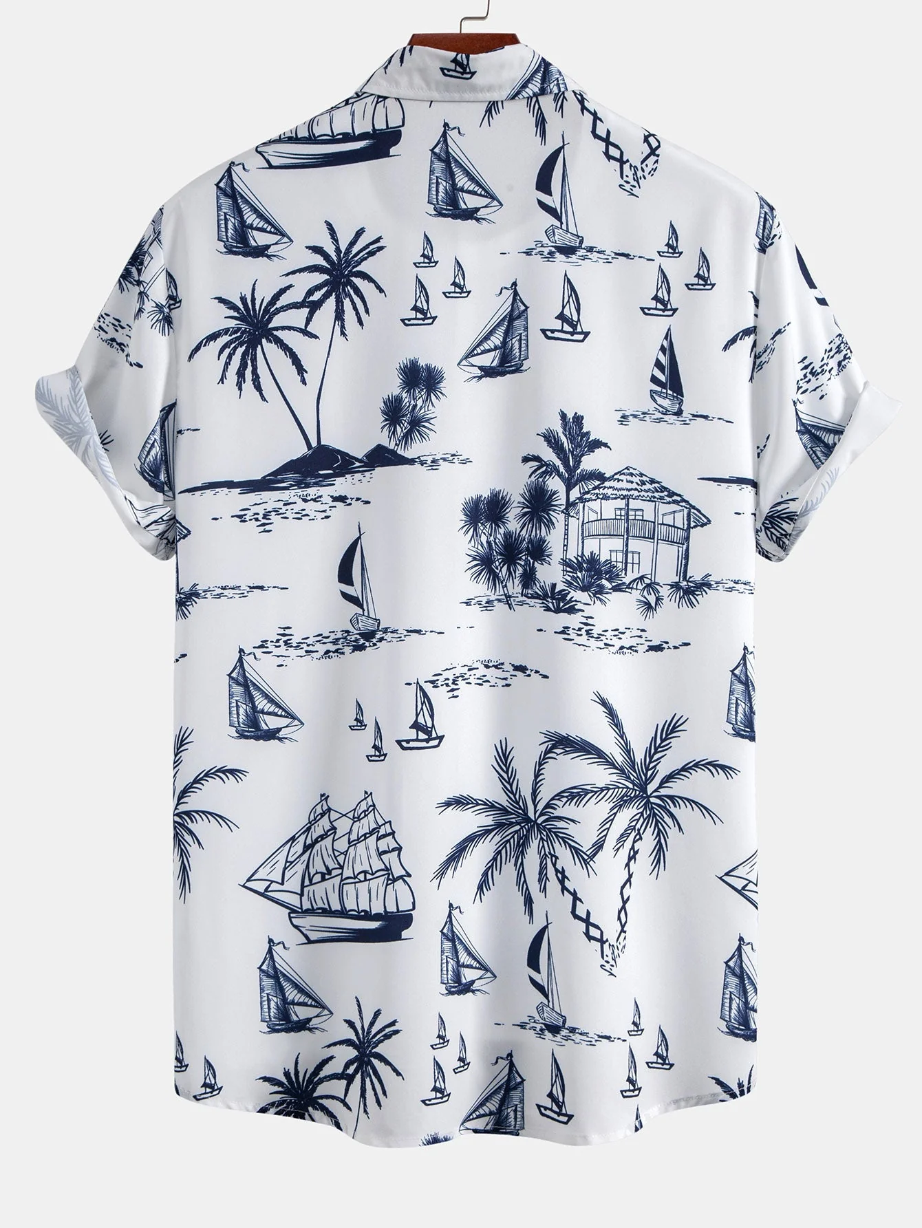Theo® | Island Sailing Print Button Up Shirt - Image 2