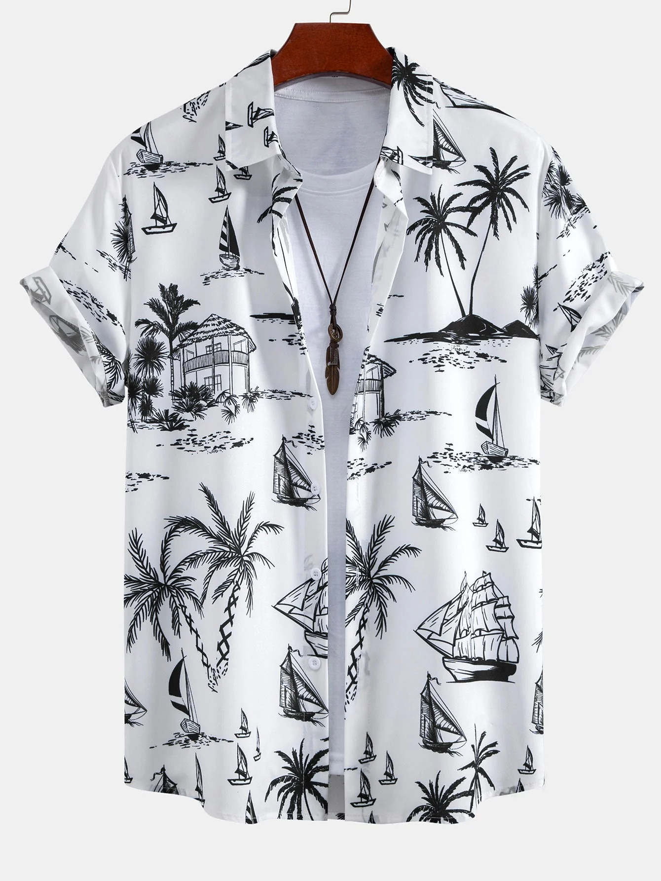Theo® | Island Sailing Print Button Up Shirt - Image 3