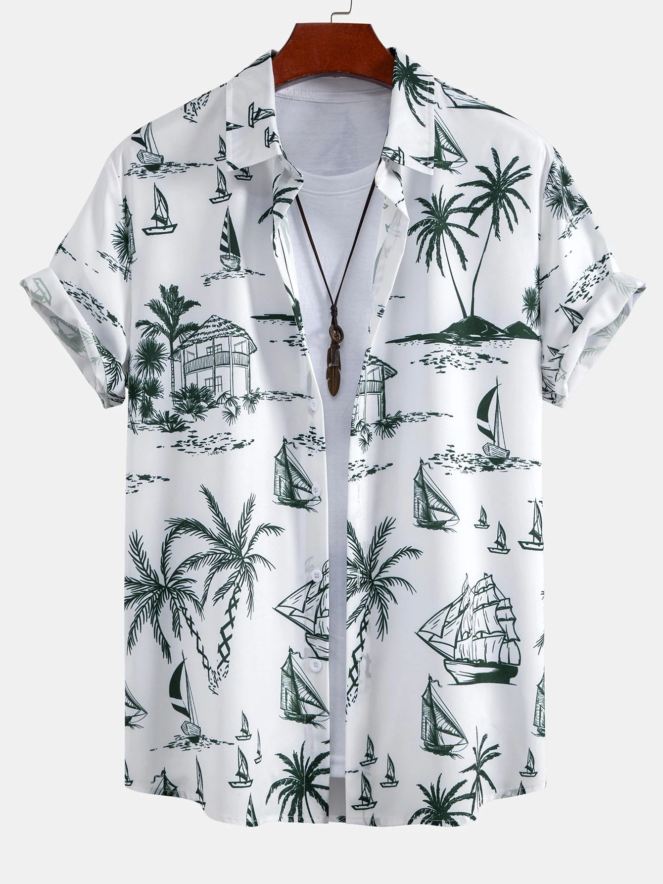 Theo® | Island Sailing Print Button Up Shirt - Image 5