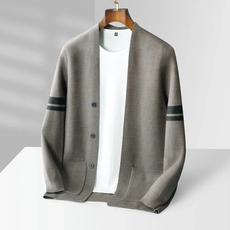 Tiberius | Modern knitted cardigan with button placket - Image 3