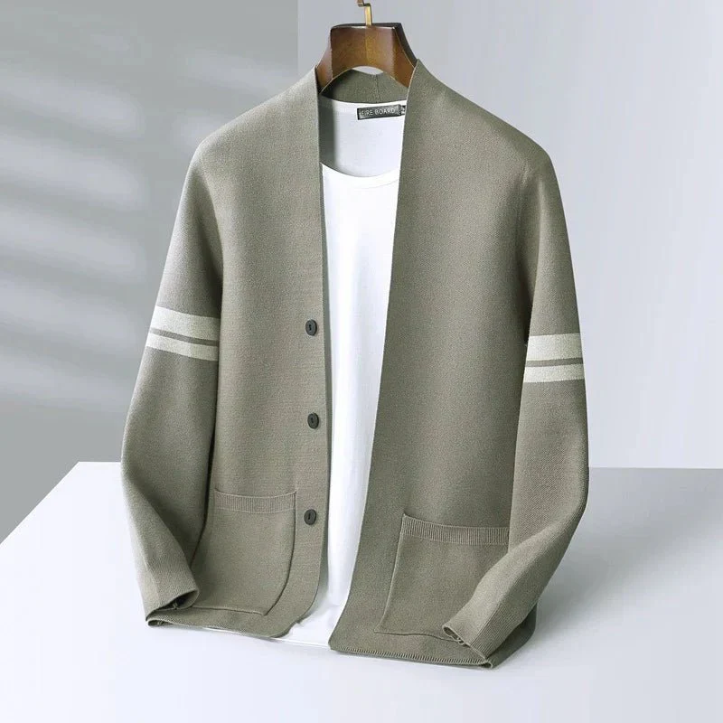 Tiberius | Modern knitted cardigan with button placket - Image 4