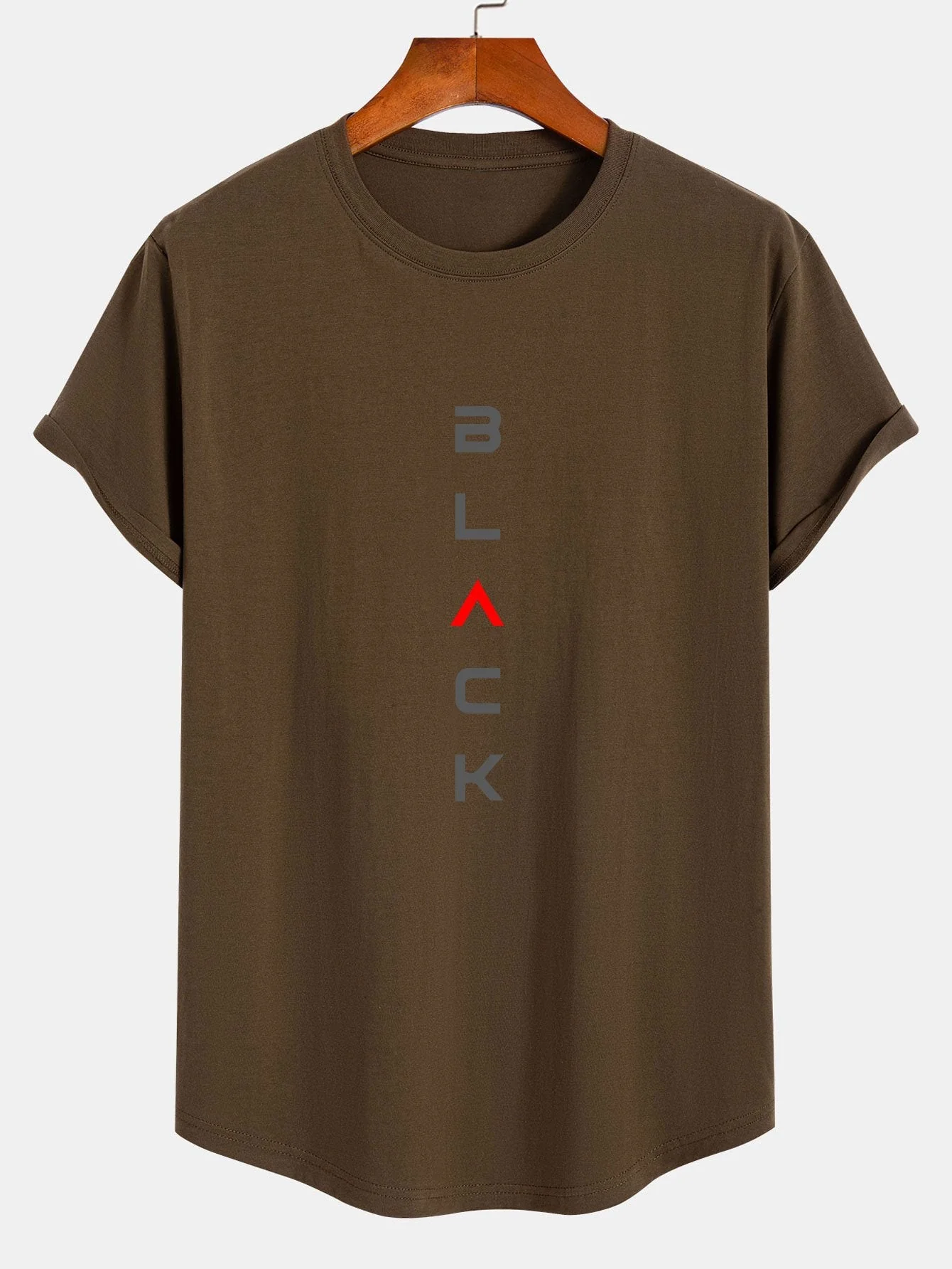 Tiburcio® | Black Print Cotton Arc Hem T-Shirt - Image 5