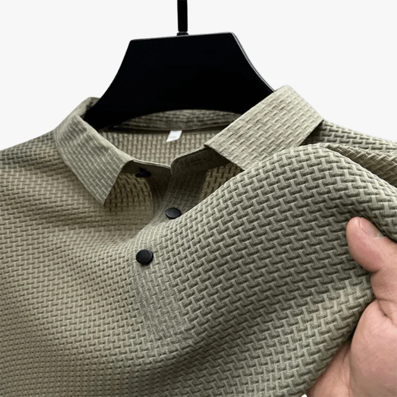 Tiburcio | Men's Waffle Knit Polo Shirt - Image 6