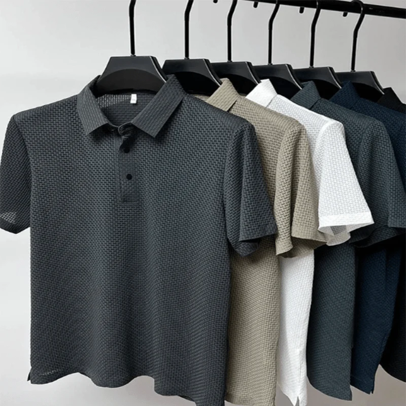 Tiburcio | Men's Waffle Knit Polo Shirt - Image 7