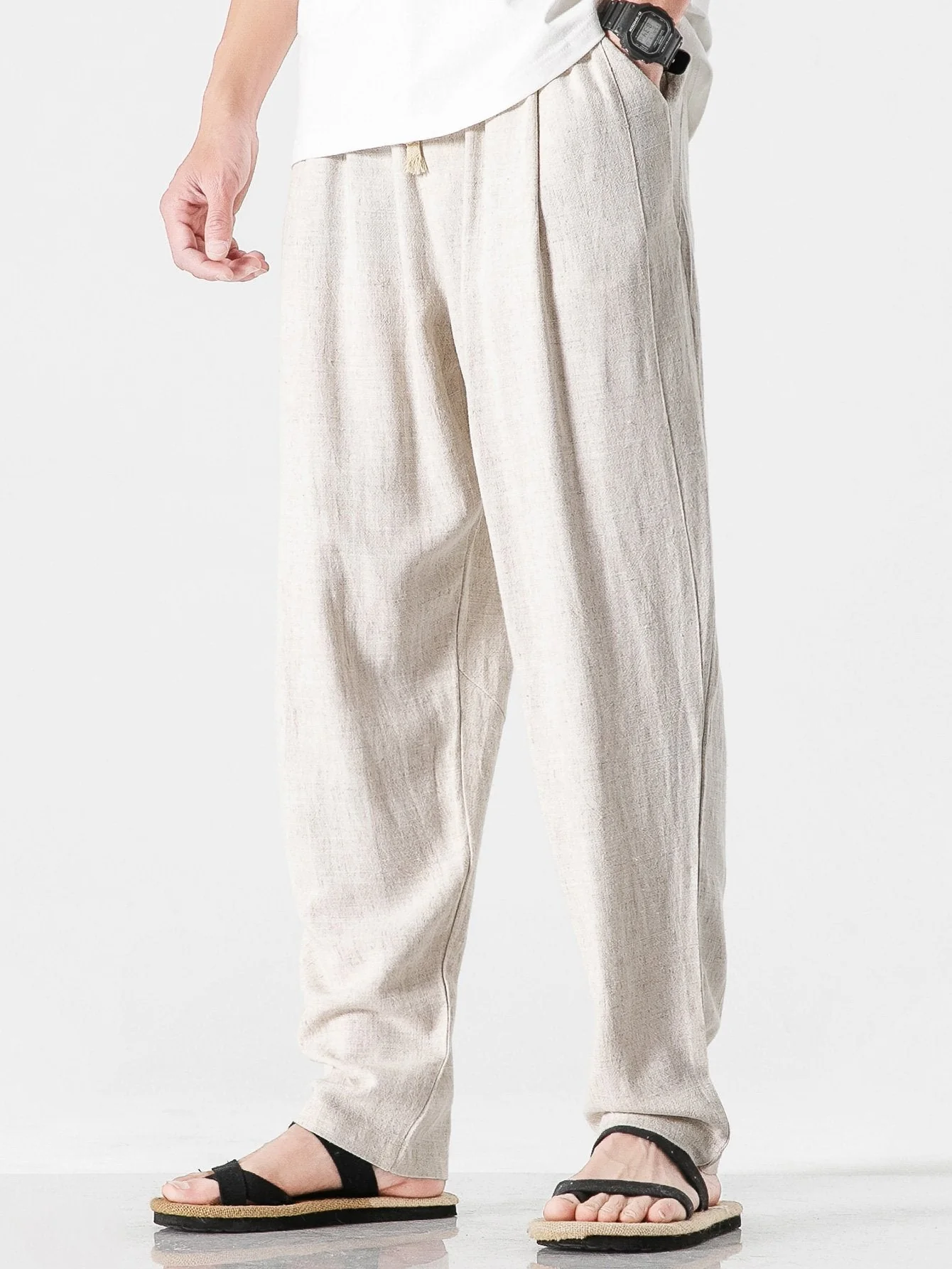 Timothy® | Relax Fit Linen And Cotton Blend Harem Pants - Image 2