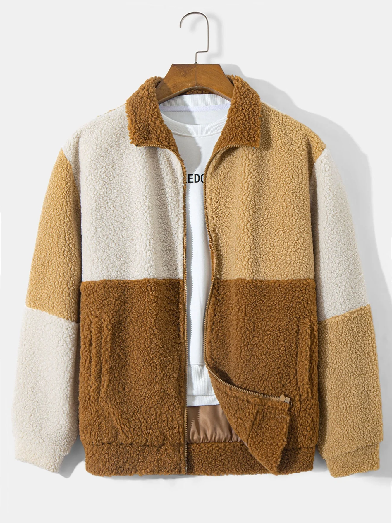 Tony® | Color Block Teddy Fleece Coat & Drawstring Corduroy Cargo Jogger Pants - Image 7