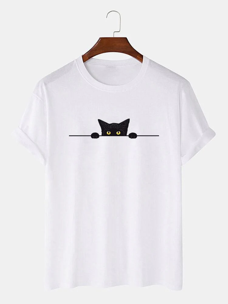 Tristán® | Black Cat Print T-Shirt - Image 2