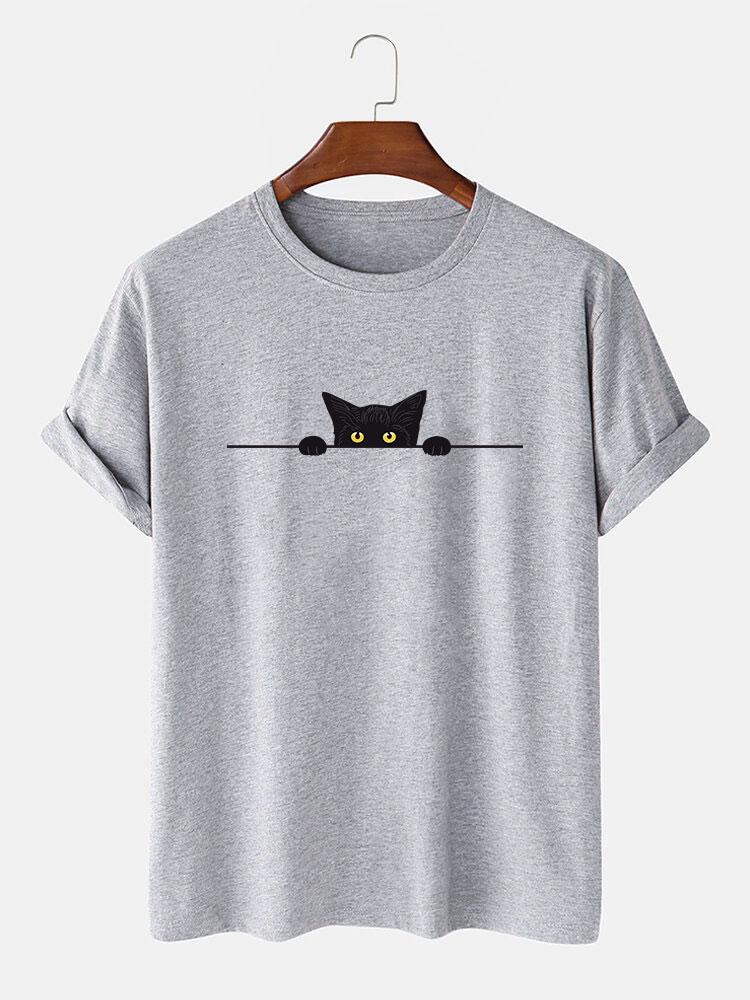 Tristán® | Black Cat Print T-Shirt - Image 5