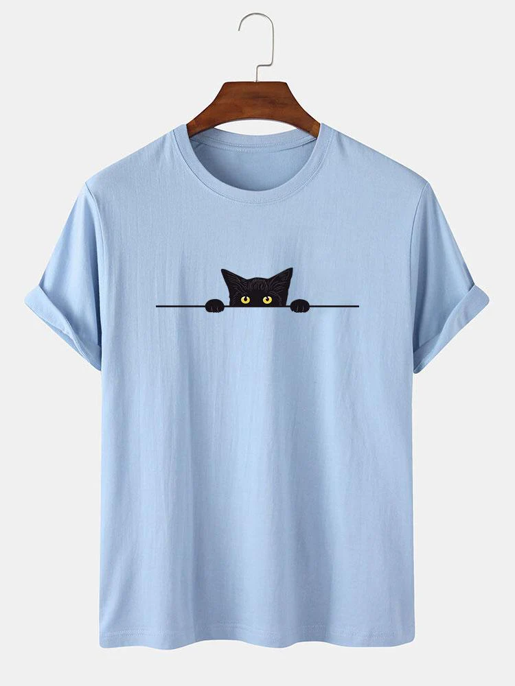 Tristán® | Black Cat Print T-Shirt - Image 6