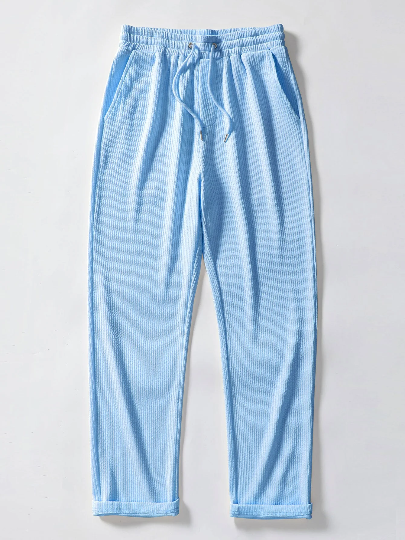 Truman® | Two Tone Muscle Fit Ribbed Stand Collar Shirt & Straight Leg Ribbed Pants - Image 16