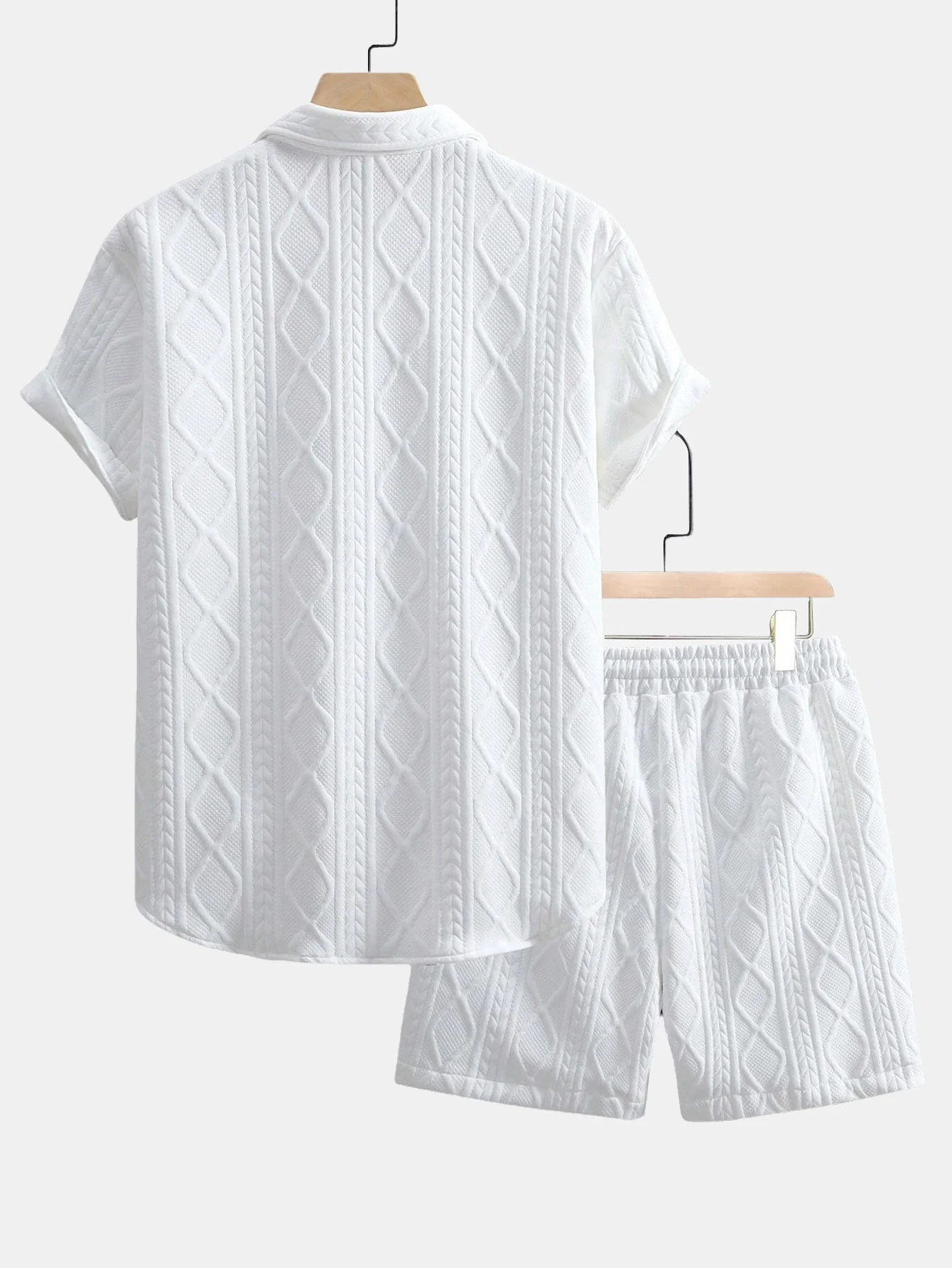 Ulises® | Twist Geometry Jacquard Button Up Shirt & Drawstring Shorts - Image 2