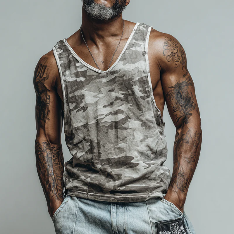 Uriah | Men'S Casual Camouflage Print V-Neck Tank Tops - Image 2