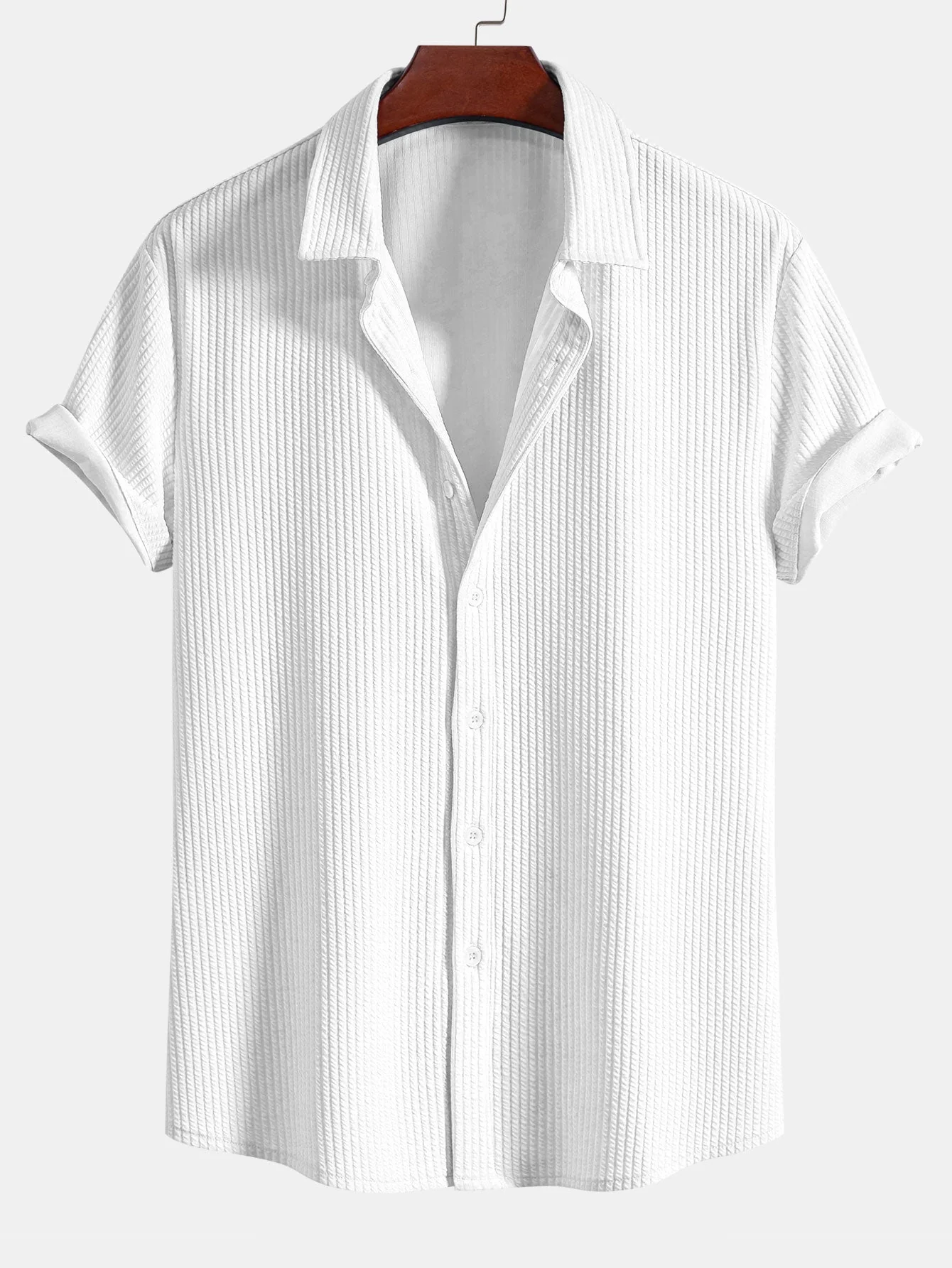 Valentín® | Muscle Fit Ribbed Button Up Shirt - Image 5