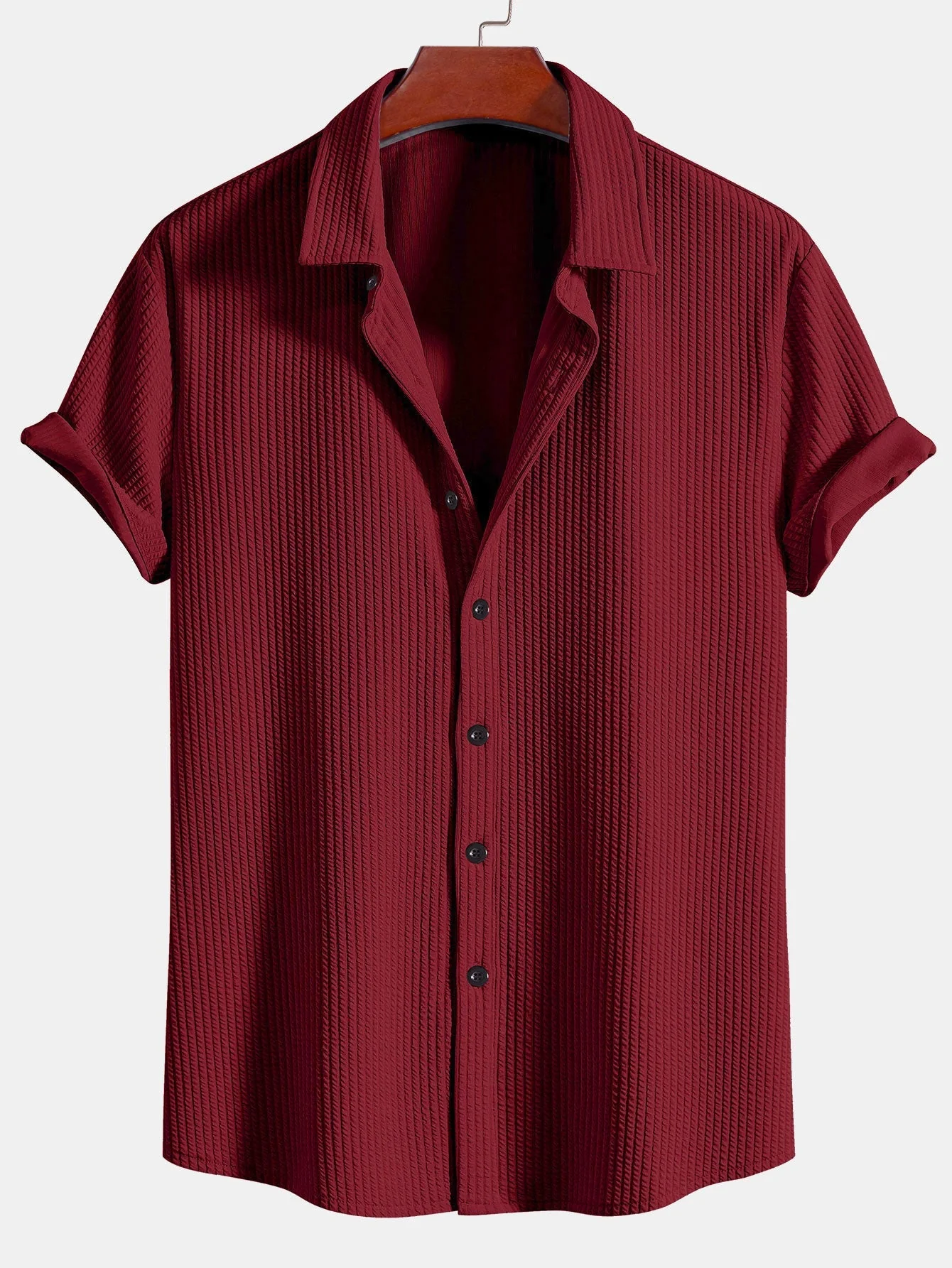 Valentín® | Muscle Fit Ribbed Button Up Shirt - Image 7