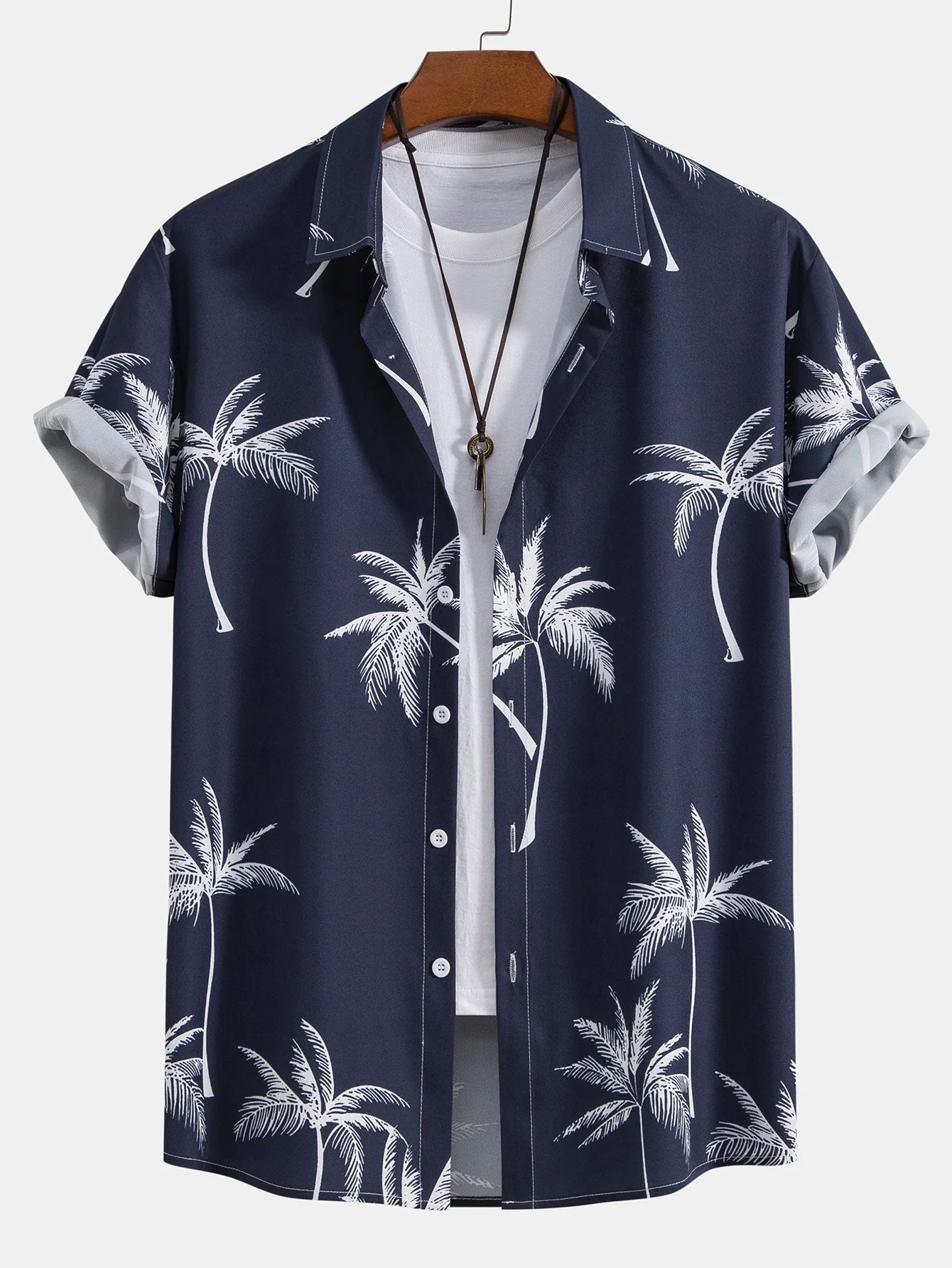 Víctor® | Palm Tree Print Button Up Shirt - Image 3