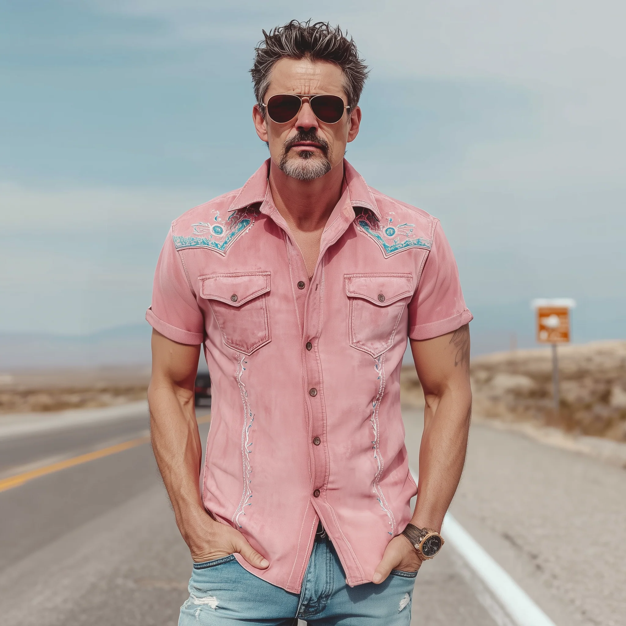 Victor | Men'S Spring And Summer Fashion Casual Thin Suede Embroidered Slim Short Sleeve Shirt - Image 3