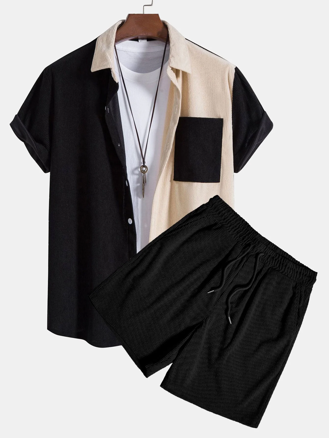 Wade® | Two Tone Corduroy Shirt & Corduroy Shorts