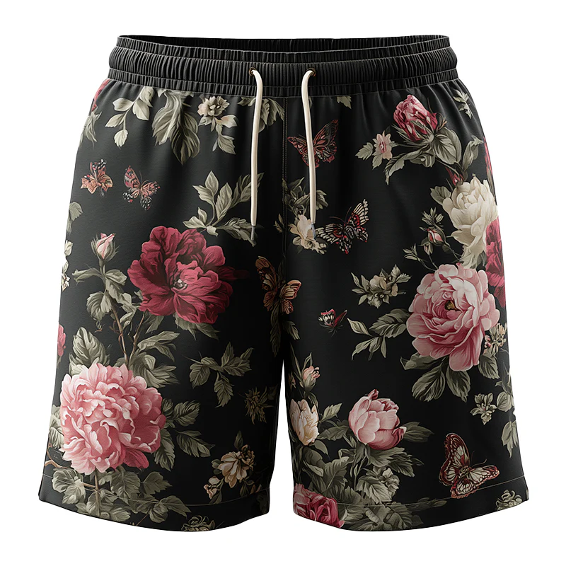 Willie | Men'S Summer Fashion Flower Print Polyester Blend Casual Shorts
