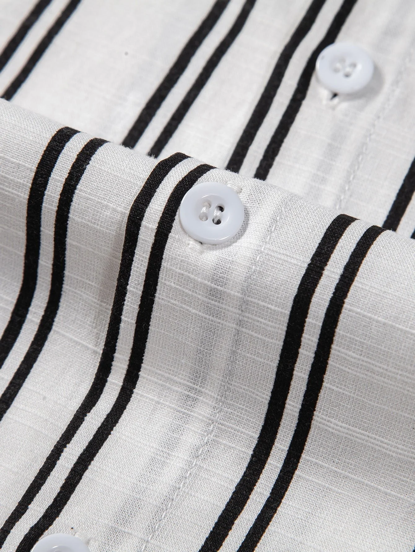 Xavier® | Linen Look Striped Button Up Shirt - Image 4