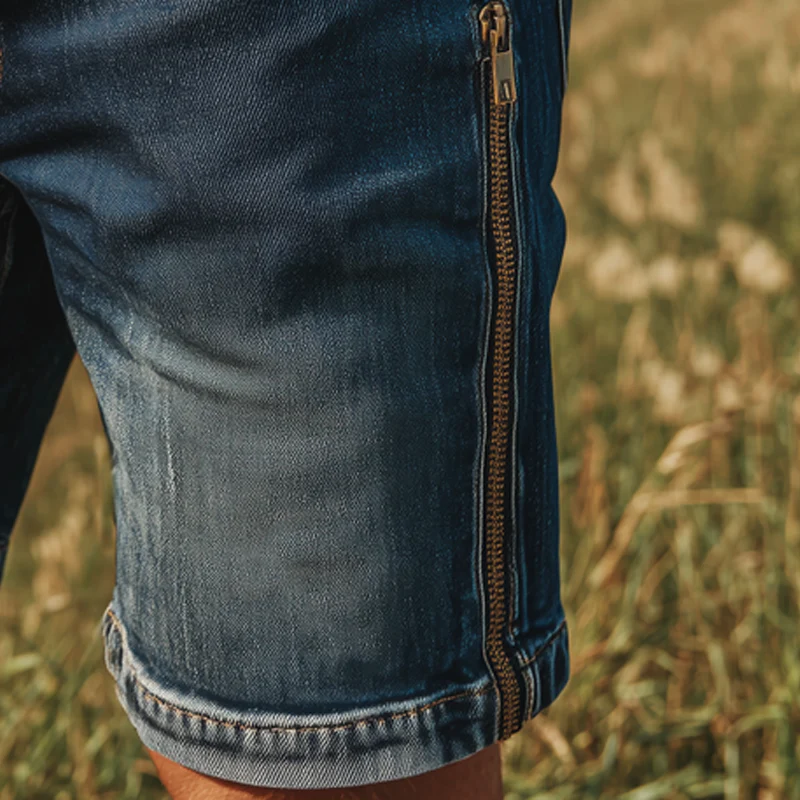 Yancy | Men'S Summer Fashion Side Zipper Vintage Denim Shorts - Image 3