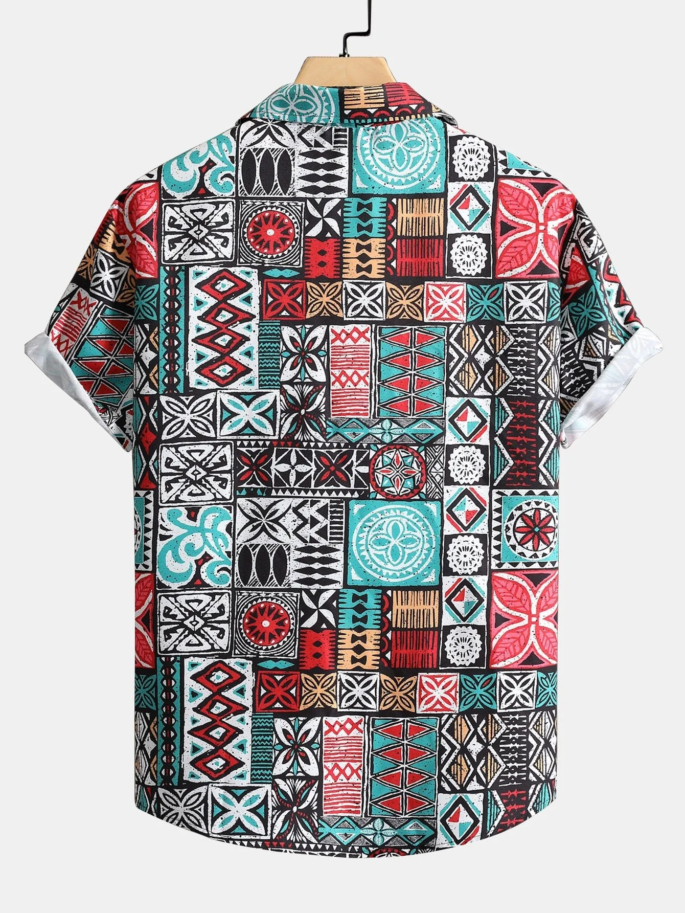Yonathan® | Patchwork Print Button Up Shirt - Image 2