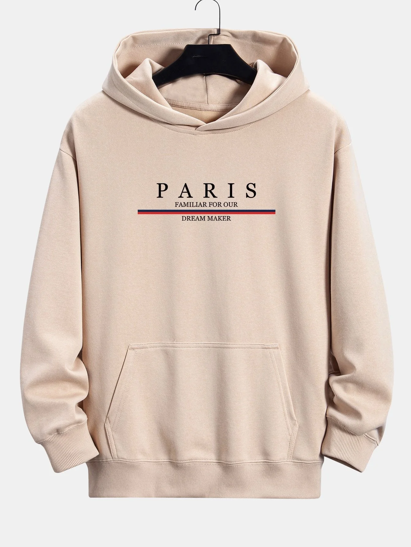 Zackary | Stripe Paris Slogan Print Relax Fit Hoodie - Image 5