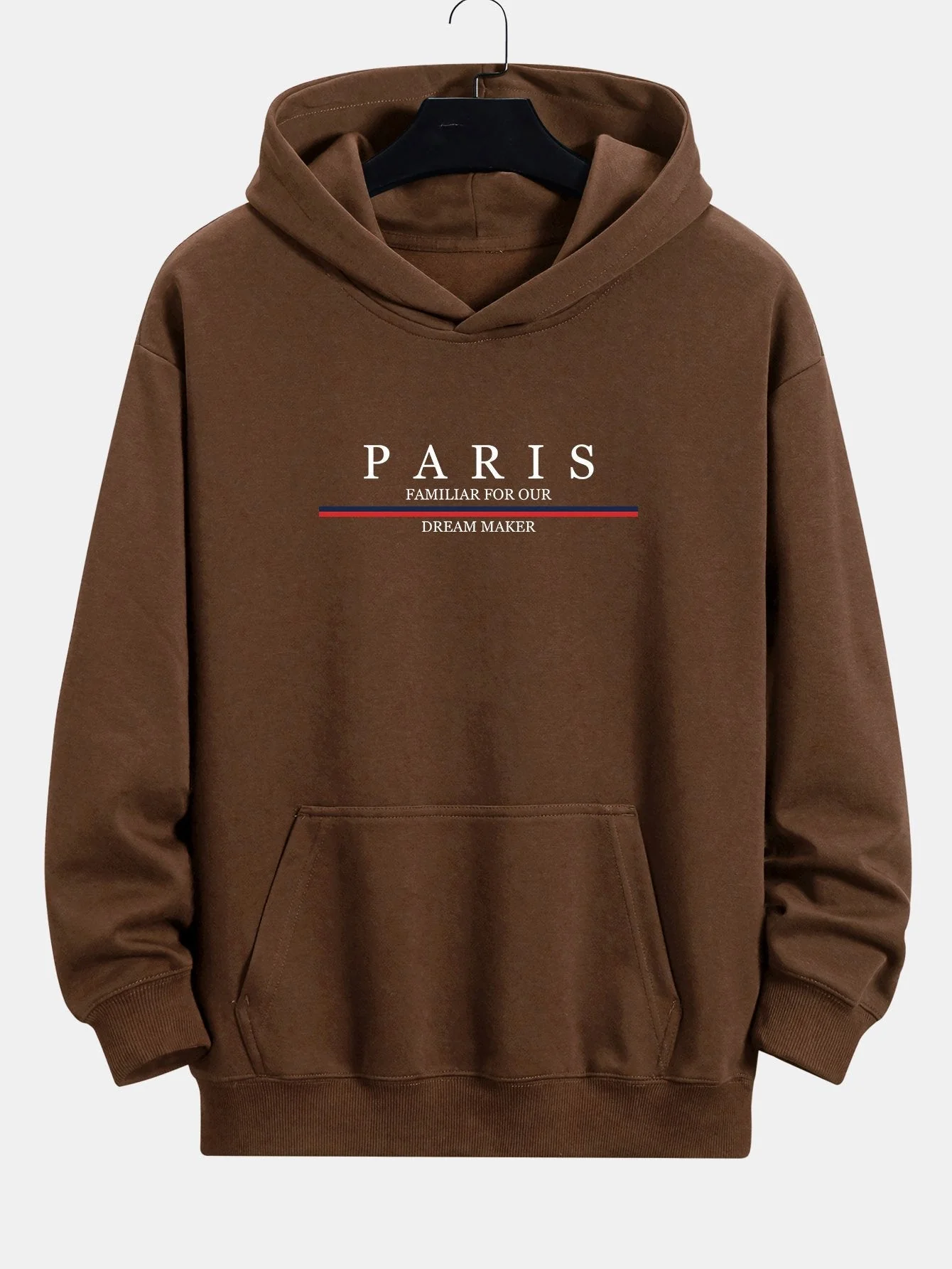 Zackary | Stripe Paris Slogan Print Relax Fit Hoodie - Image 8