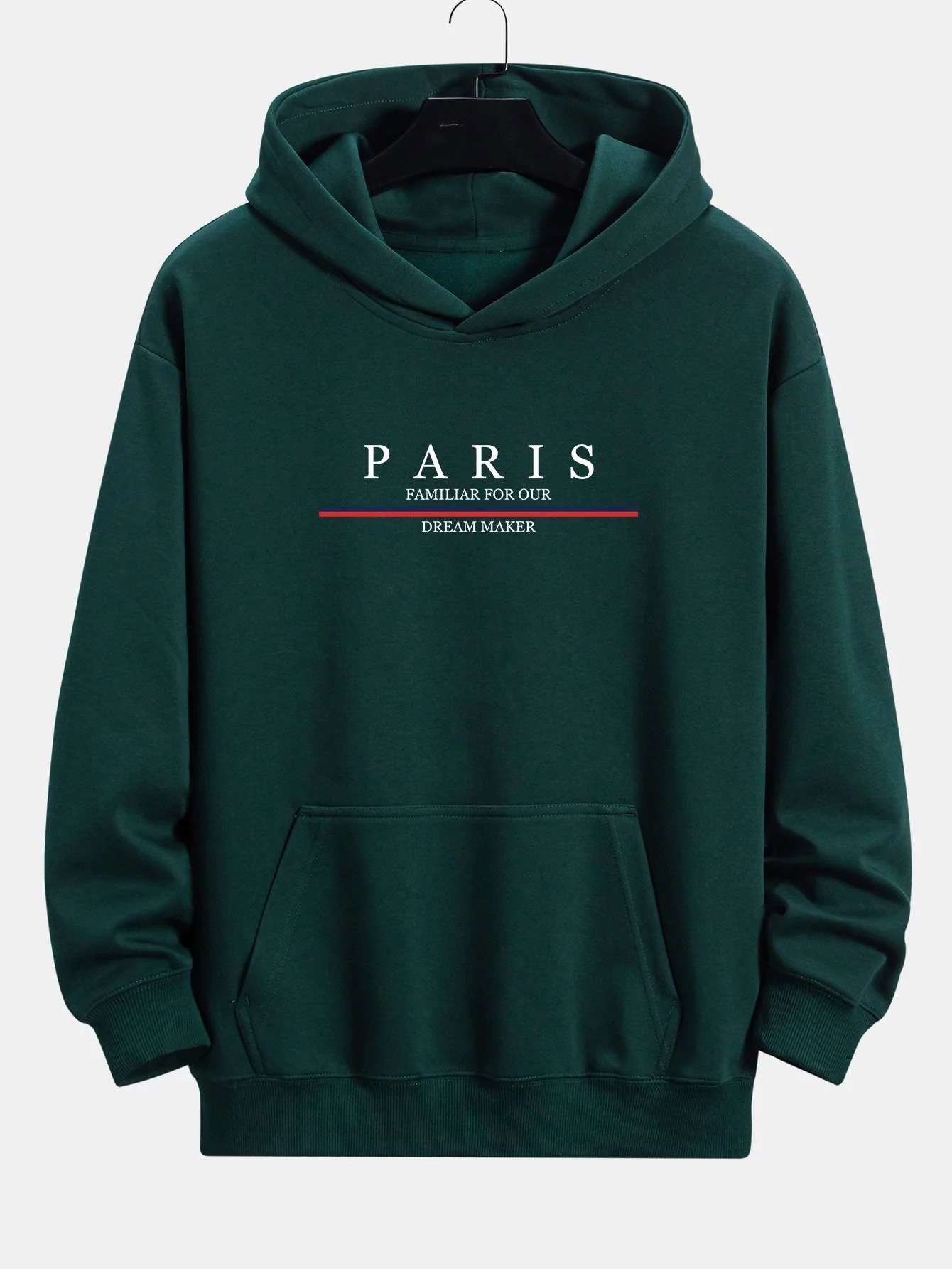 Zackary | Stripe Paris Slogan Print Relax Fit Hoodie - Image 9