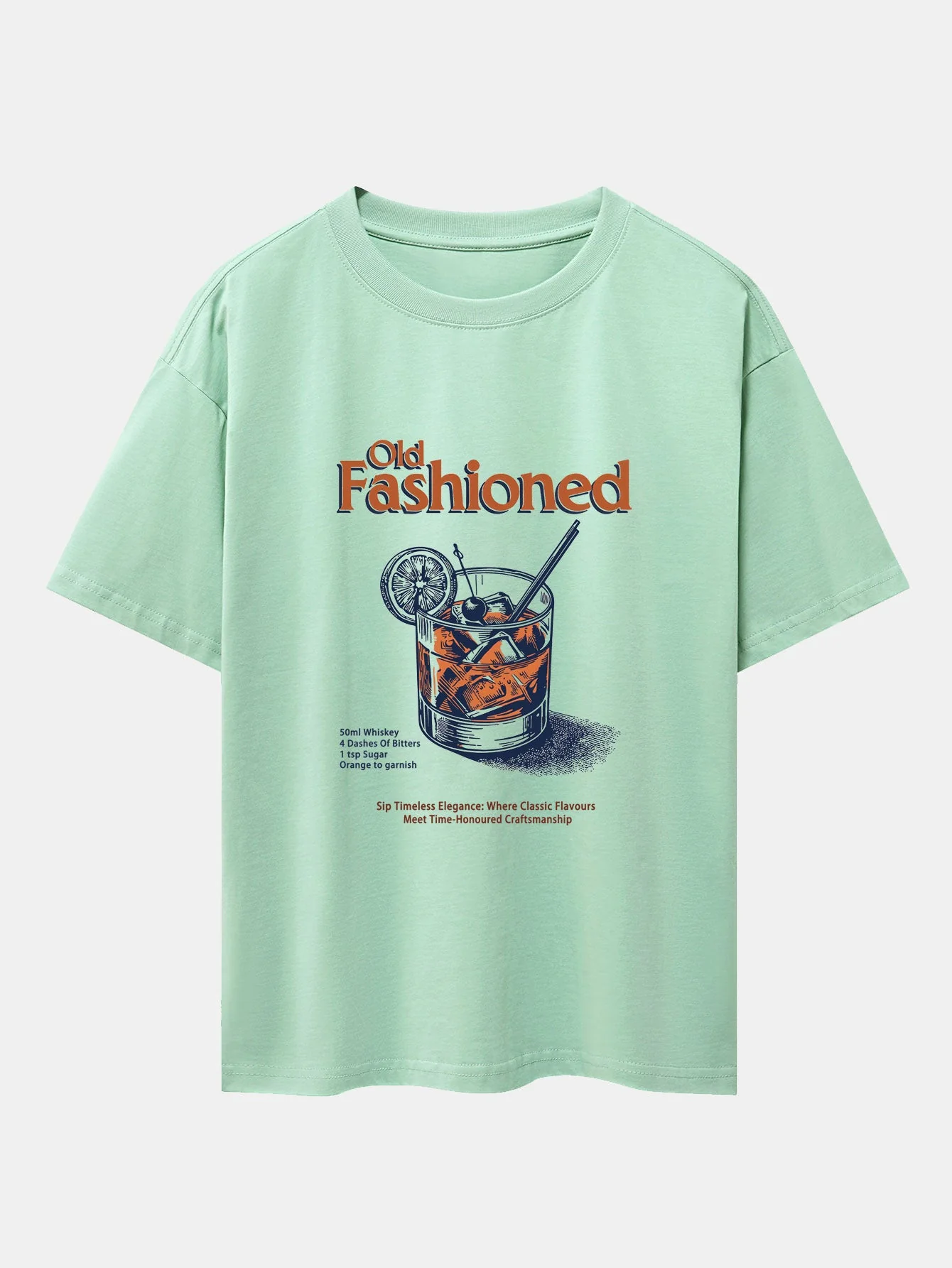 Zane® | Vintage Whiskey Print Drop Shoulder Oversize T-Shirt - Image 8