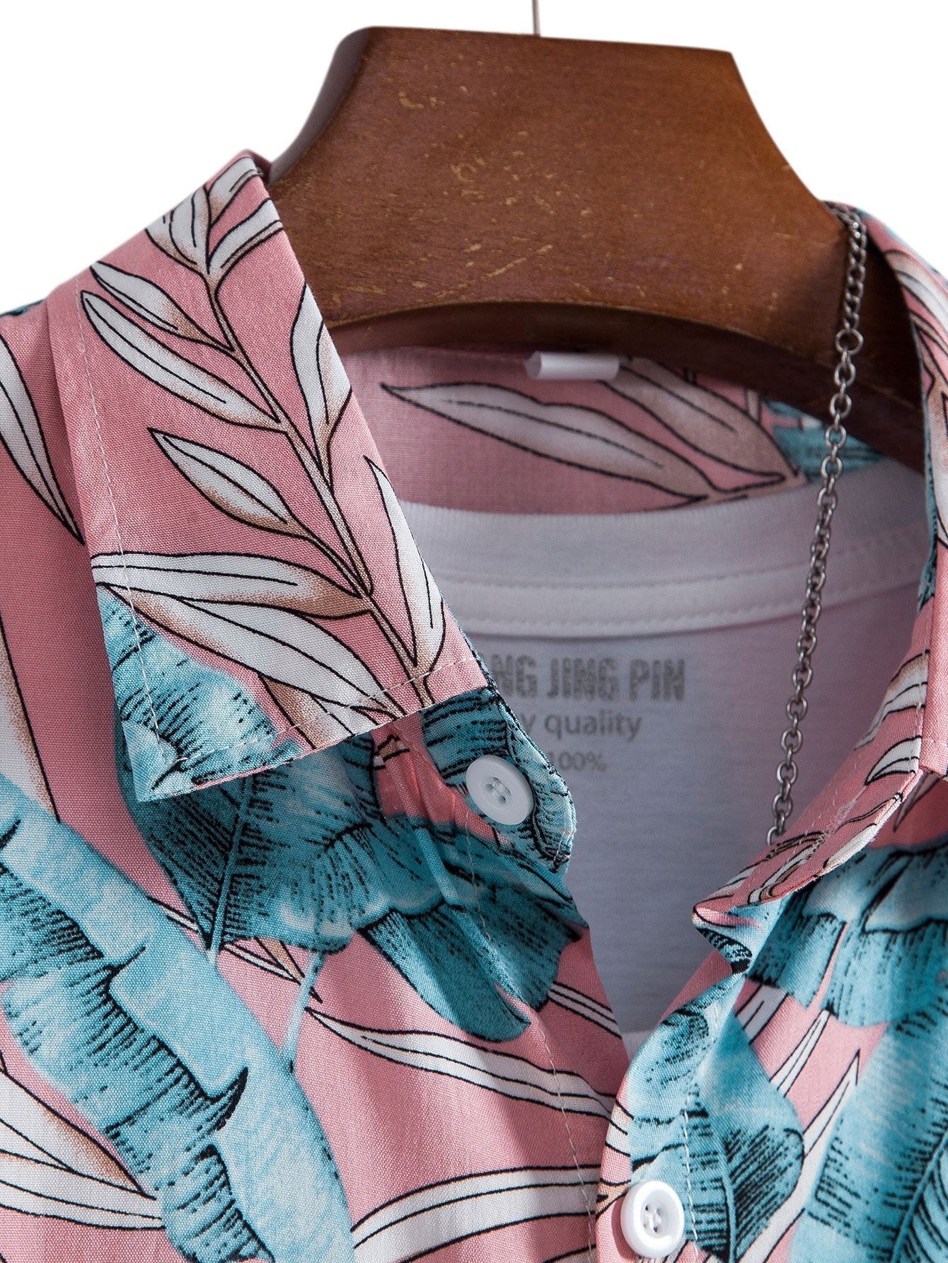 Zeus® | Viscose Tropical Print Button Up Shirt & Short Length Swim Shorts - Image 5
