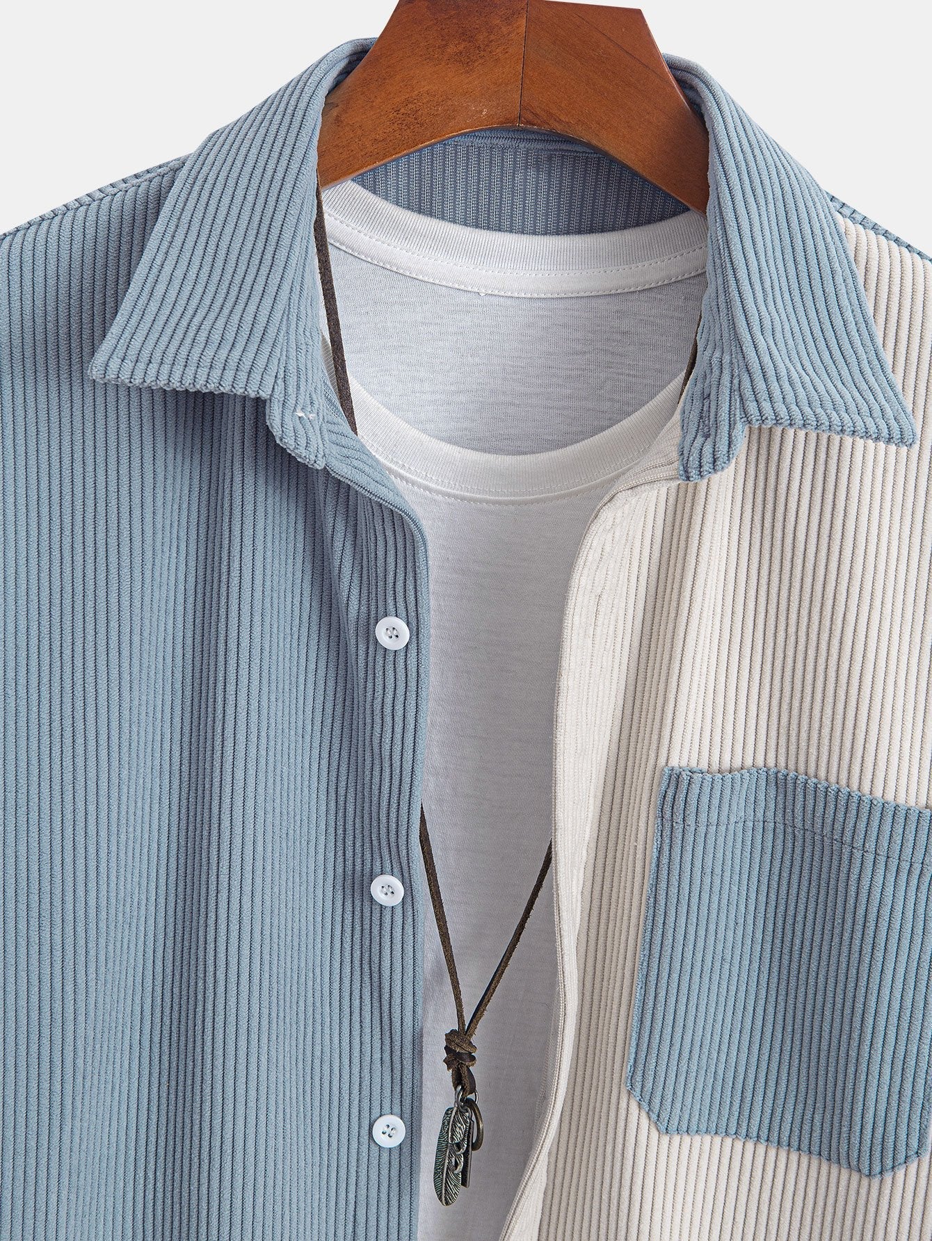 Zion® | Two Tone Corduroy Button Up Shirt - Image 3